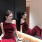 Off-shoulder sleeveless dress velvet banquet temperament fishtail dress skirt R1448