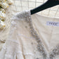2025 new diamond beaded V-neck slim short ruffled skirt French puff sleeve dress R2352