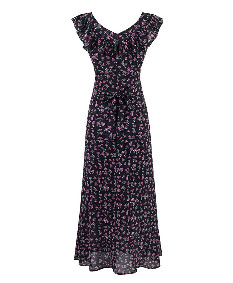 French tea break floral dress 2025 new waist temperament long dress R2580