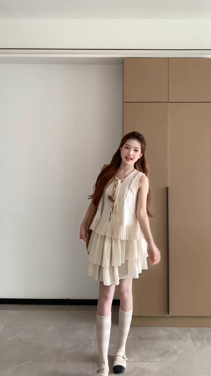 Holiday style outfit suit casual fashion sleeveless vest a-line short skirt two-piece suit 2025 R0839