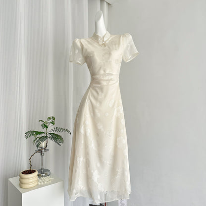 Jacquard cheongsam skirt new Chinese style dress waist a-line temperament skirt R2021