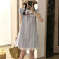 Sweet style blue plaid dress gentle temperament loose a-line short skirt 2025 new R0873