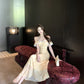 Beautiful little skirt gentle style floral yellow long skirt 2025 dress R0890