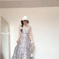 Floral suspender dress new style beautiful waist temperament long dress R0590