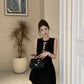 Temperament little black dress bow vest dress waist A-line small dress R0536