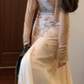 Floral suspender skirt gentle temperament beautiful waist slim hip skirt R0637
