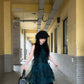 Forest style outfit retro green mesh sleeveless vest dress beautiful skirt R0738