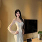 Gentle style temperament square neck dress shows figure sexy slim hip dress R0517