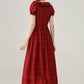 French retro red puff sleeve dress beautiful holiday dress R1934