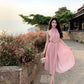 Pink sleeveless halter dress gentle style super beautiful dress R0727