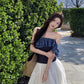 Beautiful outfit set, gentle temperament, beautiful one-shoulder top, A-line skirt, two-piece suit R0728