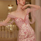 French fairy dress mesh satin printed fishbone dress evening gown dress homecoming dress R5117