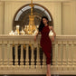 Retro halter neck suspender dress sleeveless lace-up knitted slim fit sexy hip skirt R1491