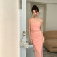 French halter dress slim fit temperament sleeveless suspenders pure desire hip skirt R1457