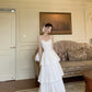 Beautiful little skirt lace splicing cake sling long dress R0778