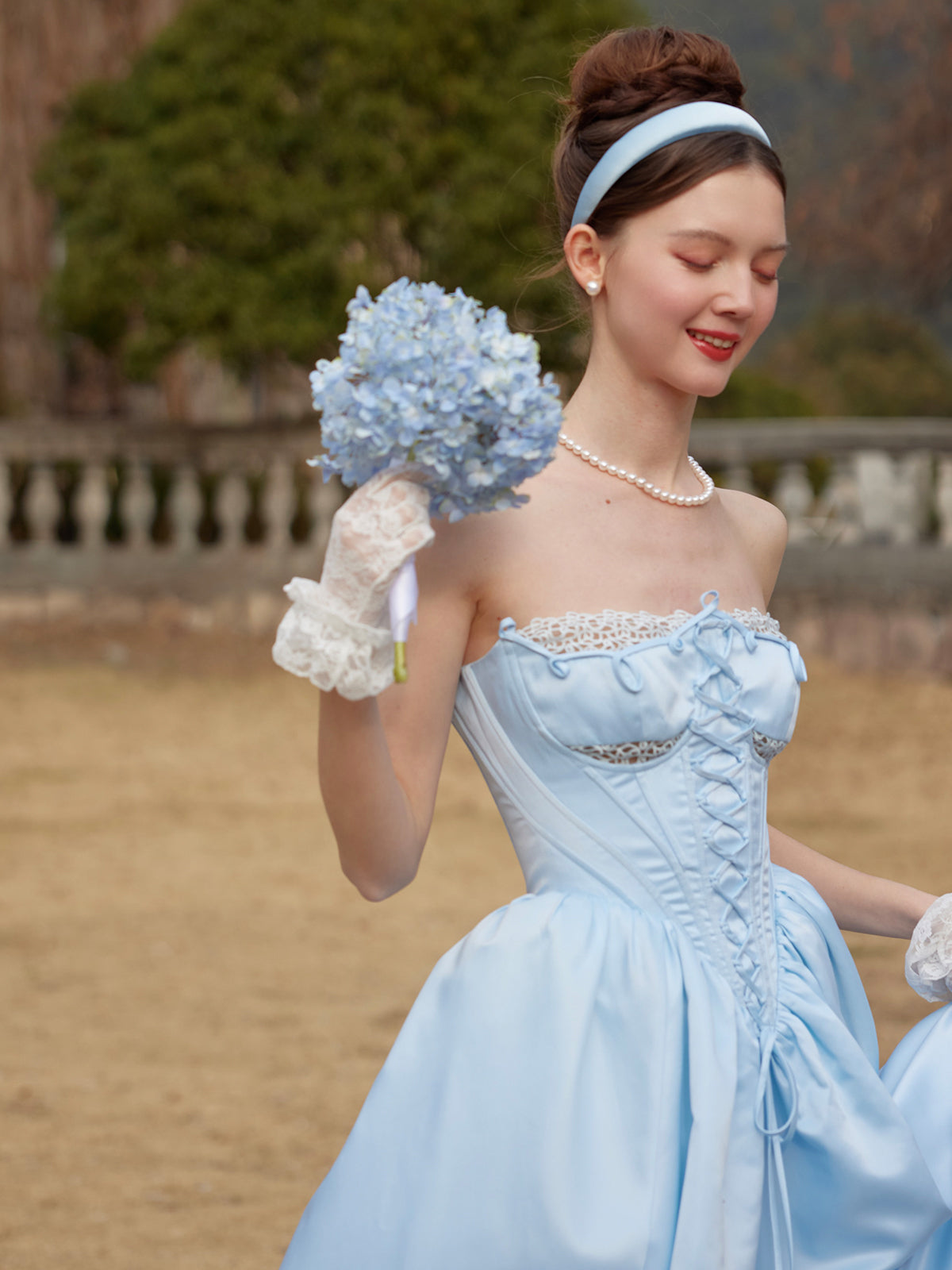 French Princess Series Satin Herringbone Dress R5107