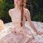 French Sweet Printed Strapless Fishbone Pink Slimming Dress R5106