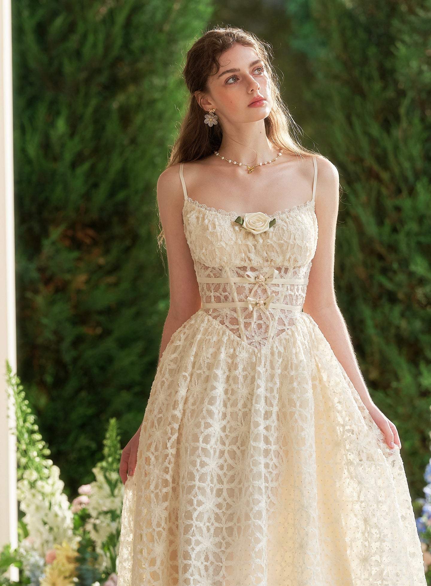 French style little white dress heavy suspenders long fishbone dress summer R5110