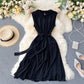 French niche dress 2025 new hollow quality round neck commuting sleeveless vest dress R2341