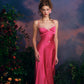 French romantic temperament drape satin suspender dress long skirt homecoming dress R5122