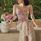 French sweet romantic oil painting lace fishbone tube top dress suit summer homecoming dress R5119