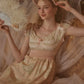 French court style empire dress printed lace dress cotton homecoming dress R5116