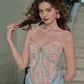 French retro palace lace satin splicing corset dress tube top dress homecoming dress R5124