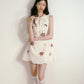 Beige 3D Flower Embroidered Sleeveless Dress with Lace-up Ruffles and Slim Waist Vest Dress R5135