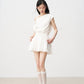 White French hollow flower off-shoulder dress with bow tie design and waist skirt R5131