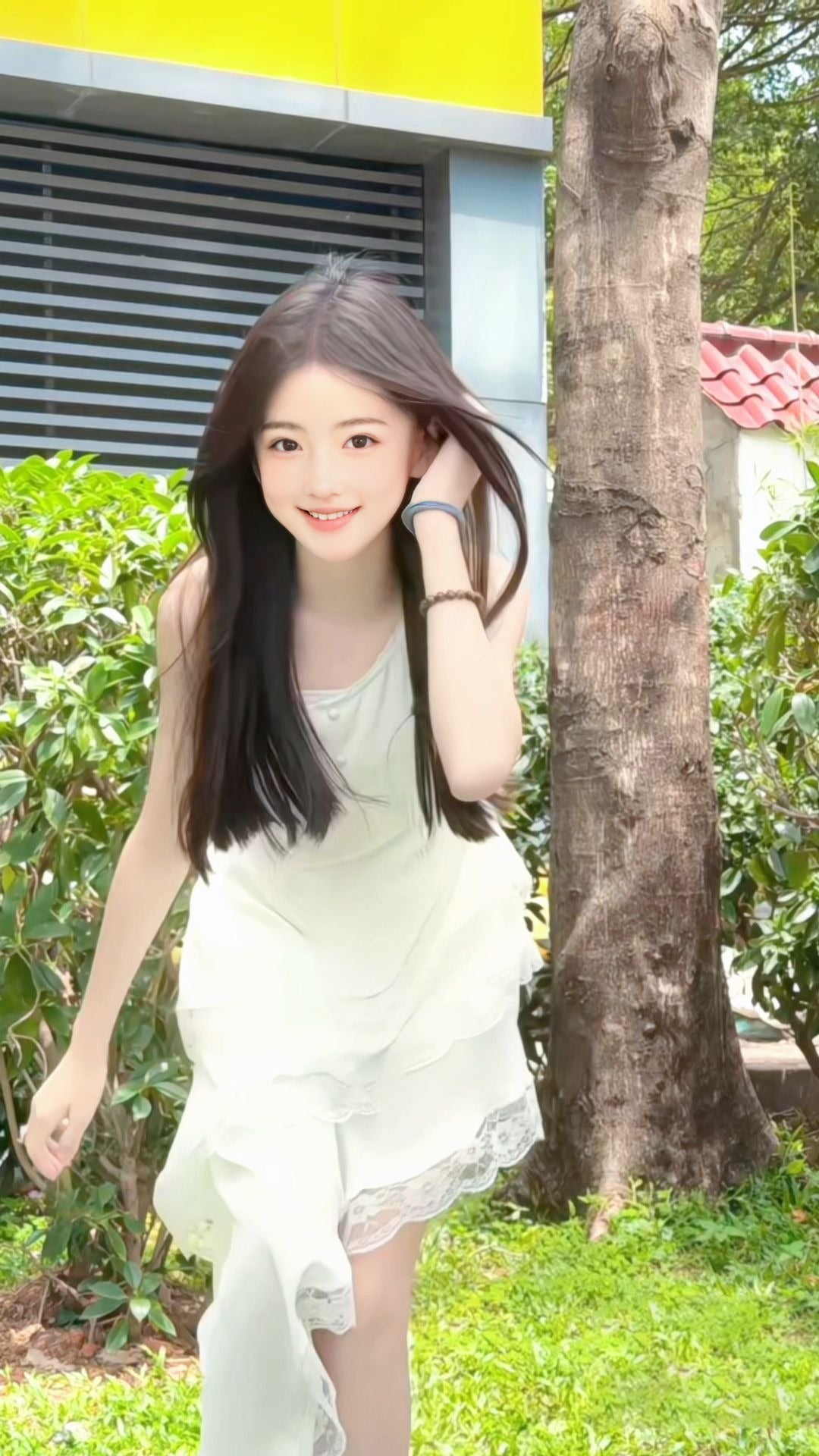 Irregular white suspender dress gentle temperament beautiful summer skirt R0756