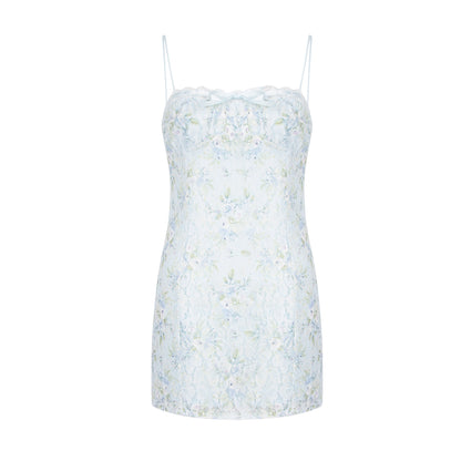 French style fresh straps slim printed lace tube top dress sweet hot girl showing figure short hip skirt R3097