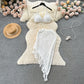 Holiday Style Suit Bikini Halter Vest Versatile Tassel Skirt Knitted Two-piece Suit R2315