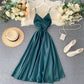 Gentle style long skirt 2025 new backless lace-up waist suspender dress R2354
