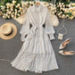 French dress 2025 new women's POLO collar slim fit long polka dot chiffon pleated skirt R2310