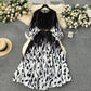 European and American style 2025 new dress printed pleated pleated waist tie holiday long skirt R2337