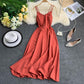 Holiday long dress cross strap backless solid color seaside medium-length swing fairy dress R2311