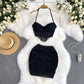 European and American suit pure desire hot girl sexy halter neck camisole + tight mesh skirt R2281