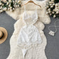 Sexy V-neck slightly transparent lace sling backless waist slimming bottoming versatile dress R2275