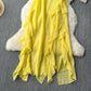 Yellow holiday style dress ruffle stitching halter neck suspender dress French long skirt R2286