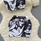 American retro printed sleeveless vest + hip skirt two-piece suit R2292