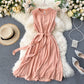 French niche dress 2025 new hollow quality round neck commuting sleeveless vest dress R2341