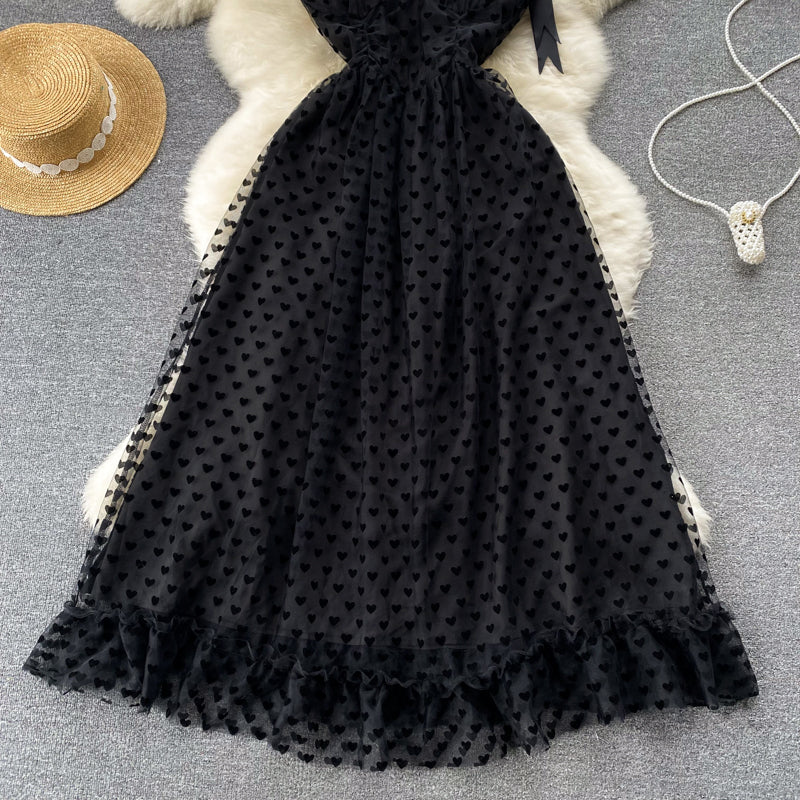 French dress fairy mesh tulle skirt slim mid-length suspender dress skirt 2025 new R2265