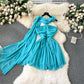 High-end banquet dress sexy tube top pleated slim fit short temperament dress R2318