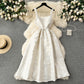 High-end dress palace style French retro jacquard big swing skirt temperament waist vest dress R2290