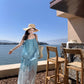 Holiday style gentle temperament unique beautiful blue suspender top skirt two-piece set R0869