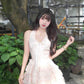Pink polka dot halter neck dress gentle and sweet style temperament waist A-line short skirt R0865