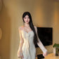 Gentle style temperament square neck dress shows figure sexy slim hip dress R0517