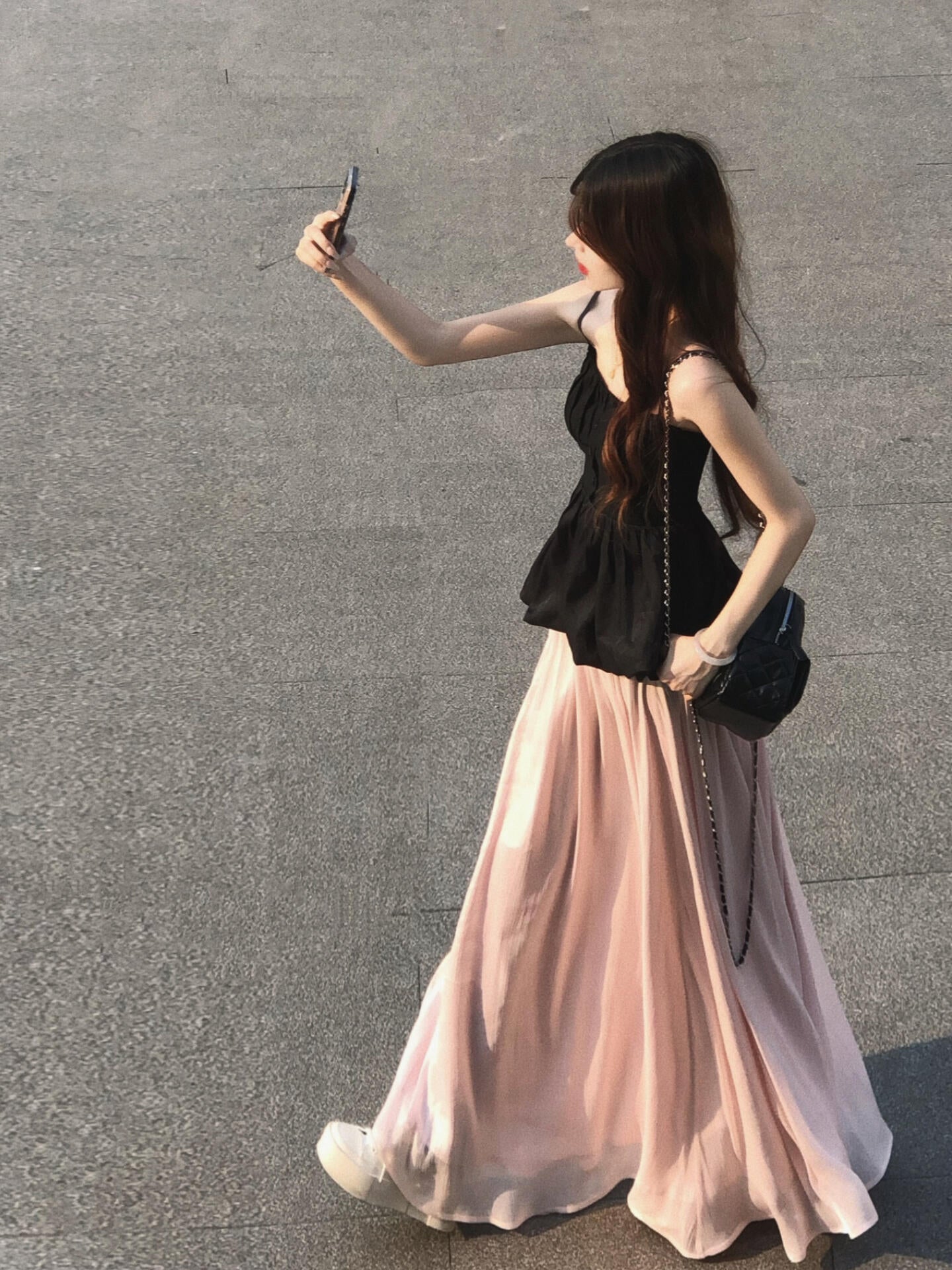 2025 suit outfit waist bud suspender top pink skirt two-piece suit R0520