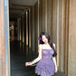 Sexy purple suspender dress with elegant waist and slimming A-line short skirt R0541