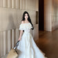 Summer beautiful one-shoulder short top a-line skirt beautiful two-piece suit R0853